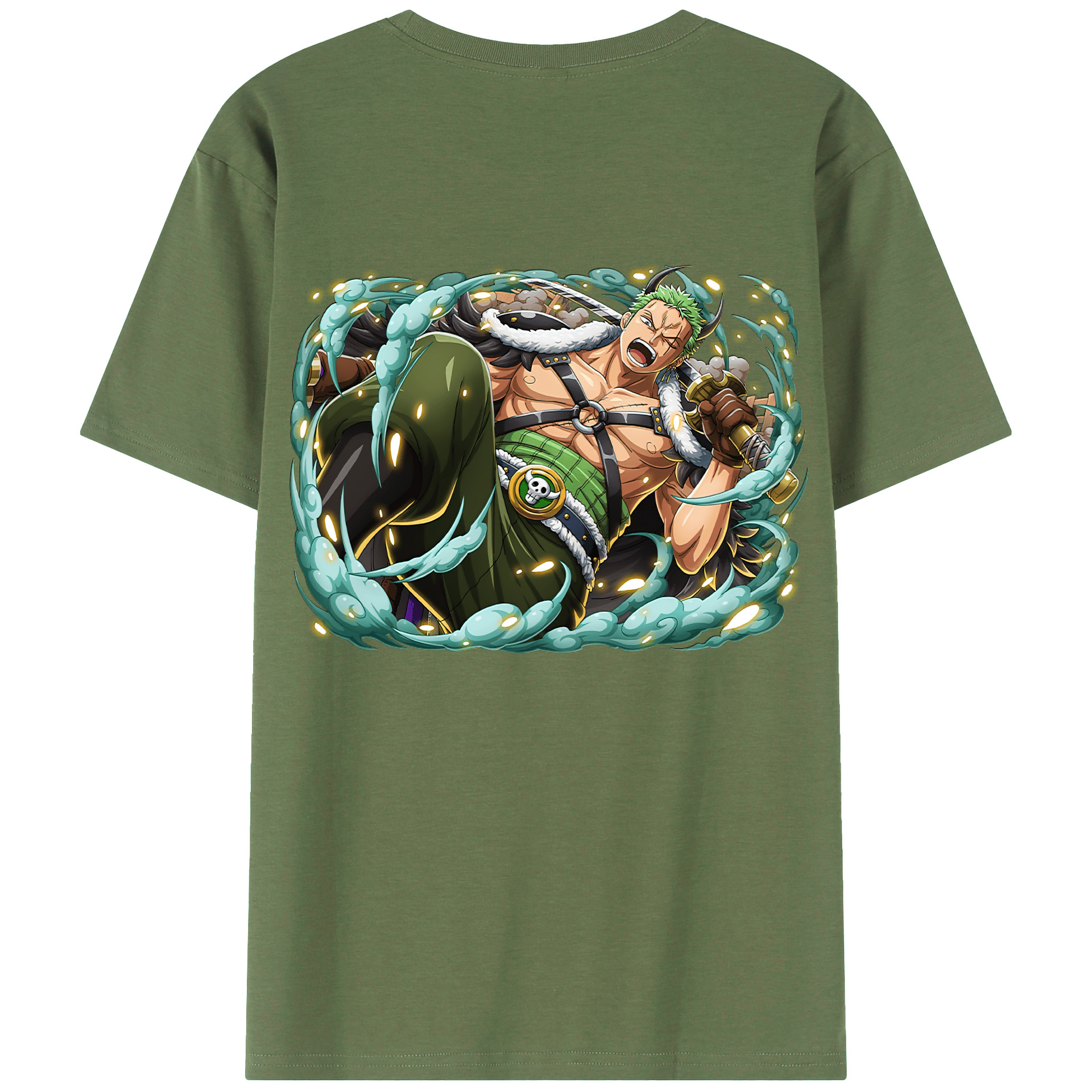 ワンピース ロロノア・ゾロ ONE PIECE Roronoa Zoro 綿100％ メンズ半袖Tシャツ（バックプリント） 通気性